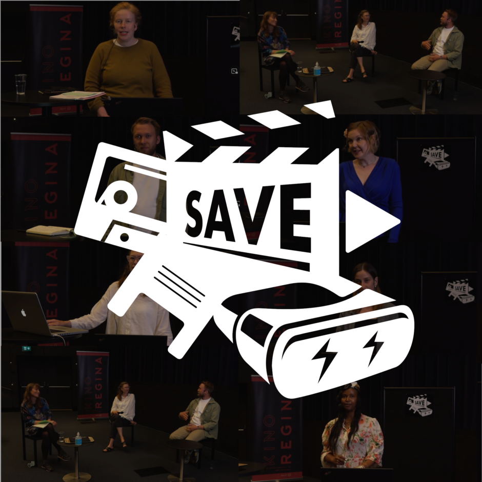 Save-tapahtuman logo ja taustalla valokuvia seminaarin puhujista
